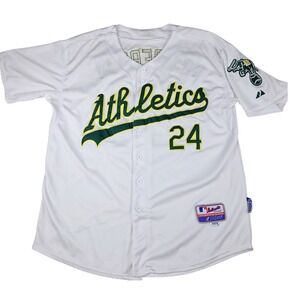 Majestic Oakland Athletics Rickey Henderson 24 Authentic Jersey White Size 50
